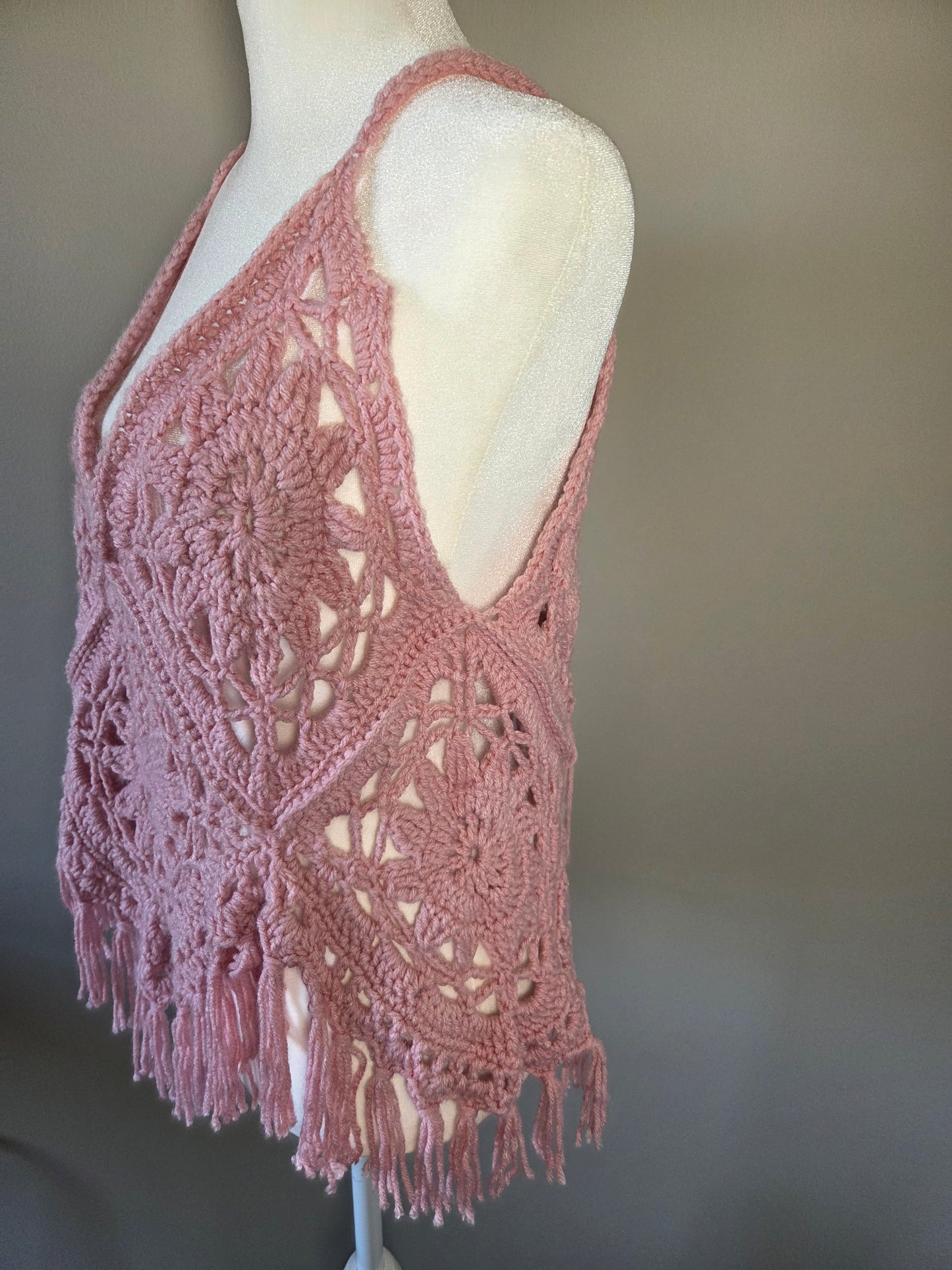 Handmade Crochet Pink Boho Tank Top