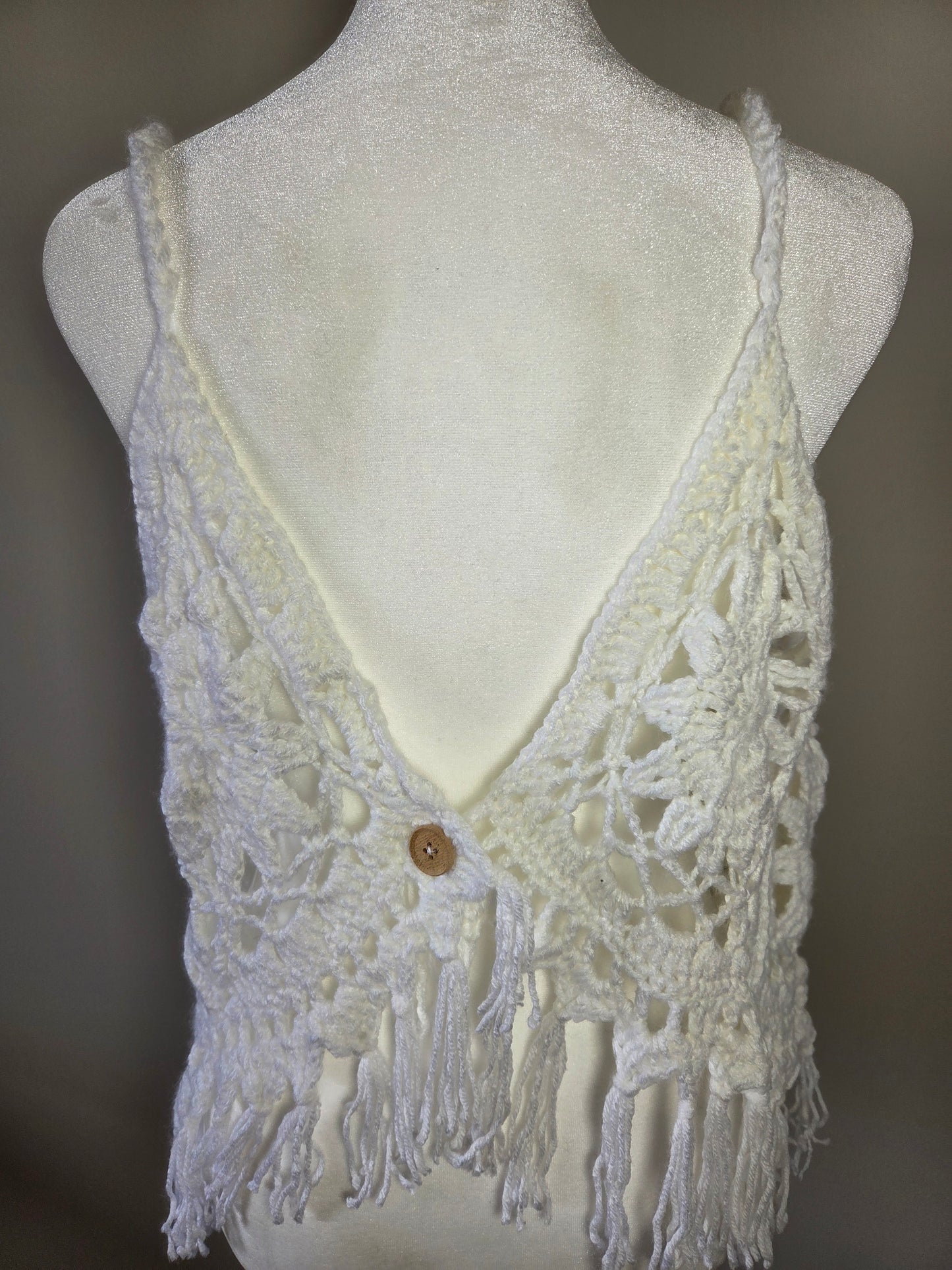 Handmade Crochet Boho White Tank Top