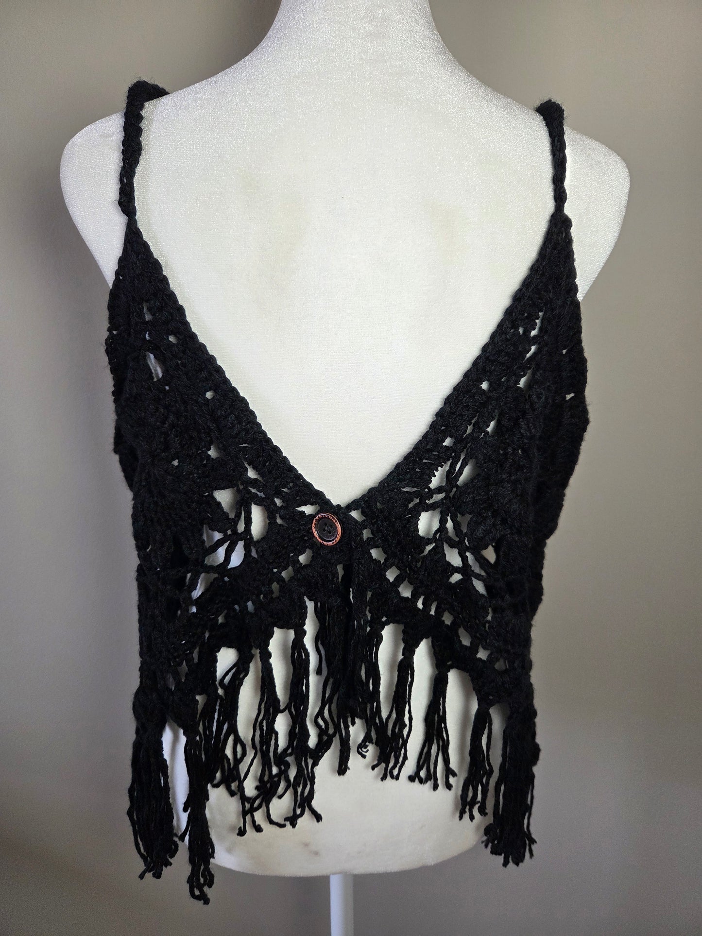 Handmade Crochet Boho Black Tank Top
