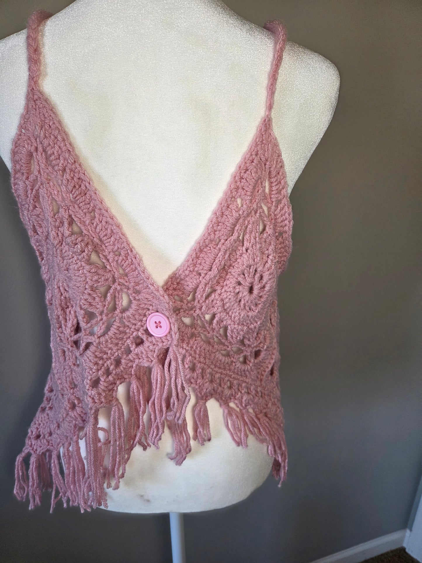 Handmade Crochet Pink Boho Tank Top