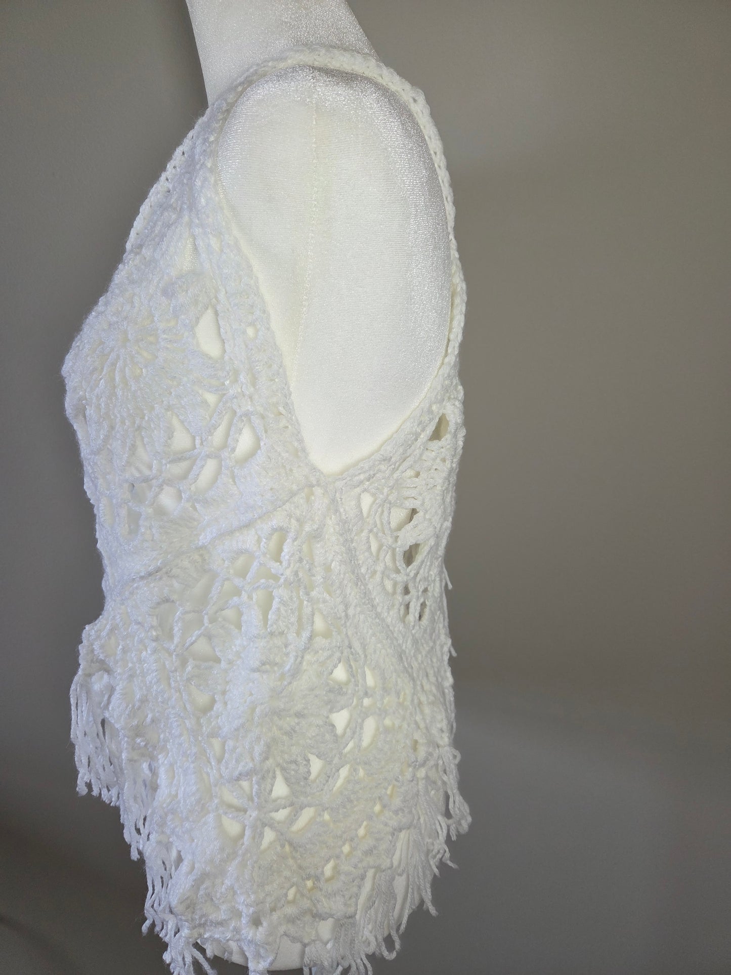 Handmade Crochet Boho White Tank Top