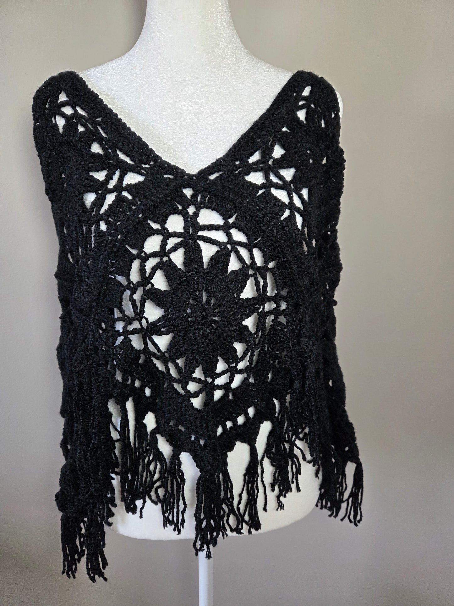 Handmade Crochet Boho Black Tank Top
