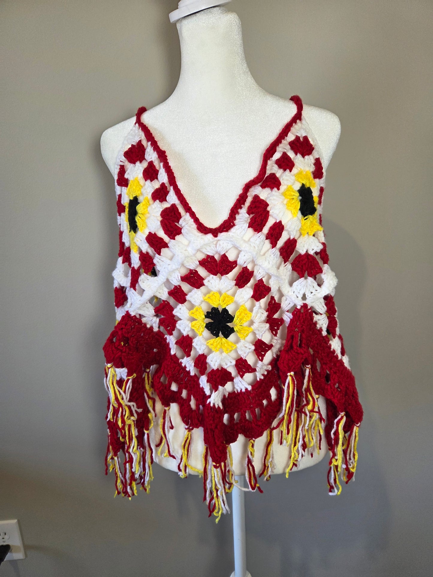 Handmade Crochet Multi-Color Boho Tank Top