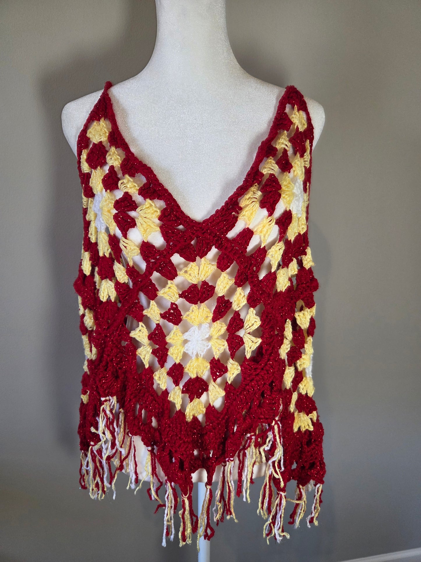Handmade Crochet Multi-Color Boho Tank Top
