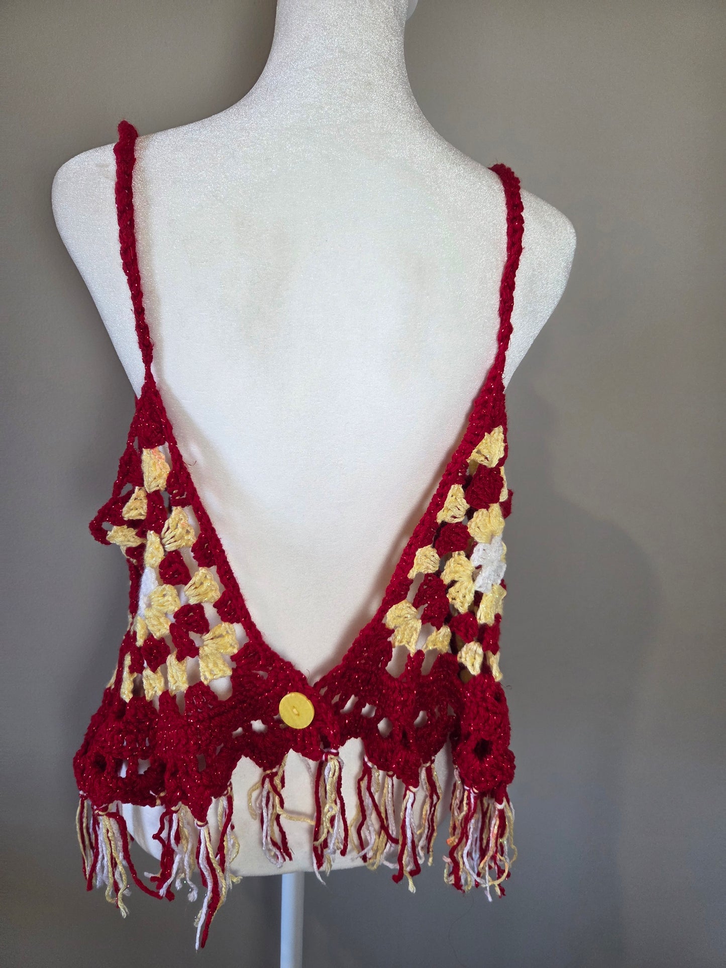 Handmade Crochet Multi-Color Boho Tank Top