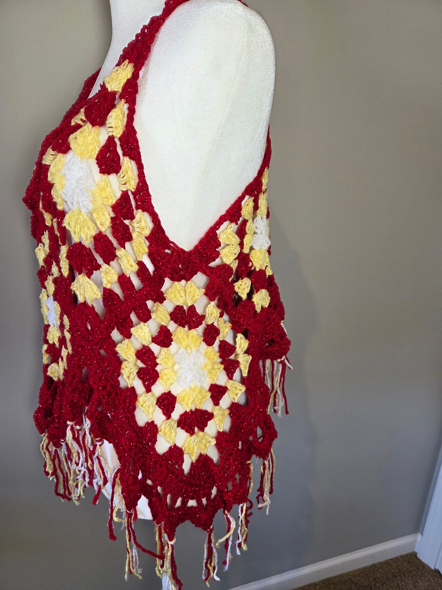 Handmade Crochet Multi-Color Boho Tank Top